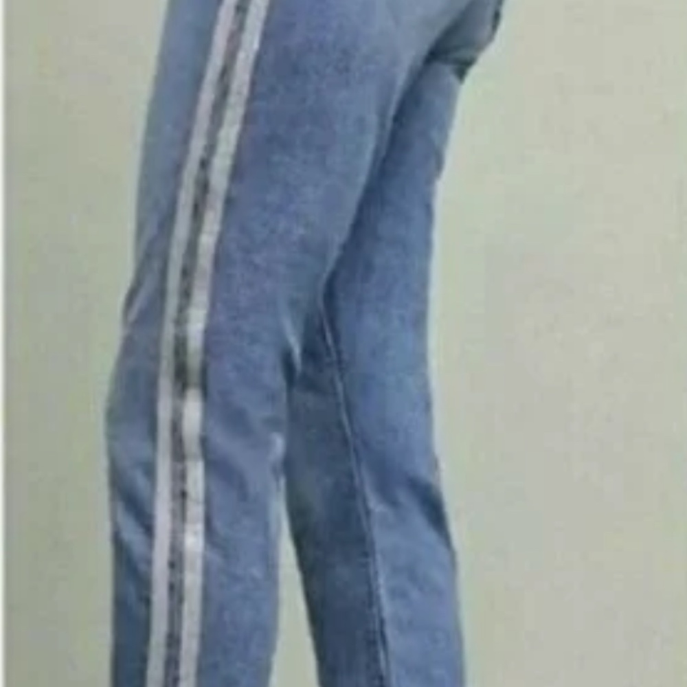 Anthropologie Pilcro Jeans Silver metallic stripe 32 - Picture 3 of 9